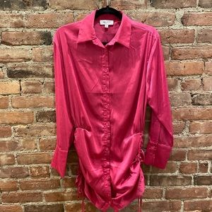 satin side scrunch mini dress